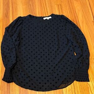 LOFT Black Polka Dot Blouse
